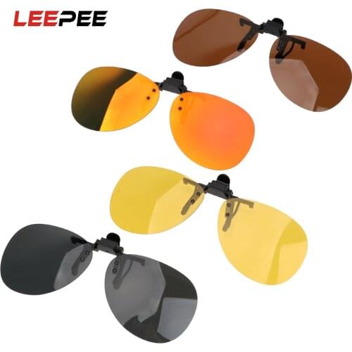 LEEPEE Clip On Sunglasses Polarized Sun Glasses Anti-UVA UVB Car Driving Night Vision Lens Driver Goggles For Men Women