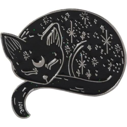 Cartoon Cat Metal Enamel Brooch Star Pizza Pins Alien Cat Badge Brooches Cute Costume Stylish Backpack Jewelry Gift