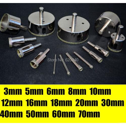 14/pcs Marble Diamond Glass Tile Hole Saw Kit 3mm-70mm Hole Saw Diamond Core Drill Professional Metal Tool Free shipping