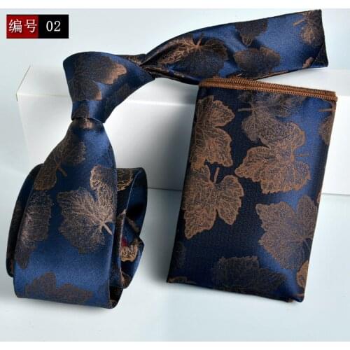 Tie Set Mens Business Banquet Wedding Accessories Classic Paisley Pattern 7cm Polyester Jacquard Tie Pocket Towel 2 Piece Sets