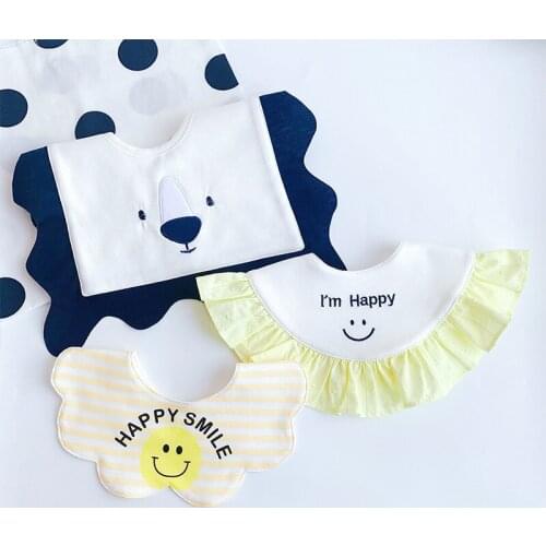 Korean INS Style Newborn Baby Bibs Thickeness Cotton Burp Cloths Waterproof Feeding Pocket Children Care Accessories