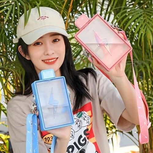 New Square Lightning Plastic Water Bottle With Straw Outdoor Travel Portable Frosted Water Bottle Large Capacity Boxed Water Cup