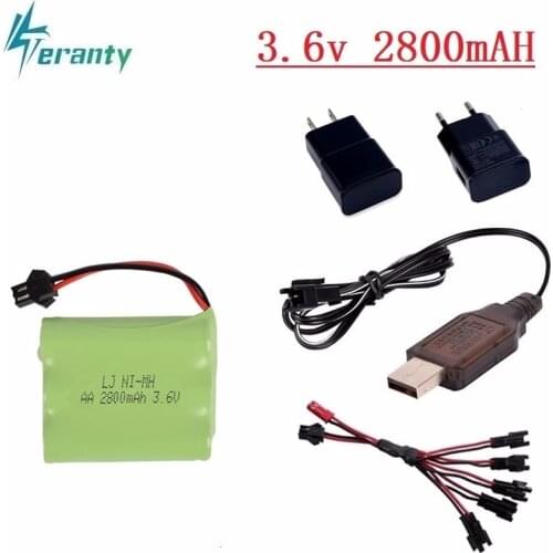 Upgrade 3.6v 2800mah NiMH Battery + charger For Rc Toys Cars Tanks Trucks Robot Gun Boat AA Ni-MH 3.6v Rechargeable Battery Pack