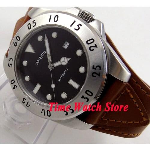 Parnis 43mm black dial 10ATM 21 jewels MIYOTA Automatic movement mens watch 428