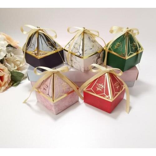 Gift Box Wedding Supplies Party Candy Box Baby Shower Paper Chocolate Boxes New Prismatic Creative Bronzing Packaging Boxes