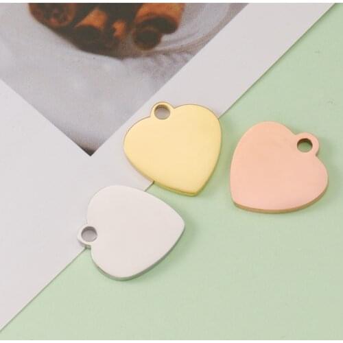 Fnixtar Mirror Polished Stainless Steel Love Heart Stamping Blanks Tags Charm Pendant Jewelry For Women DIY 17*16mm 20piece/lot