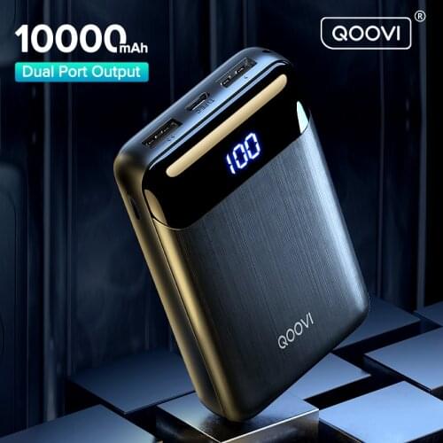 QOOVI 10000mAh Power Bank Mini Portable Charger For iPhone Xiaomi Sumsang Huawei External Battery 10000 mAh PowerBank For Phone