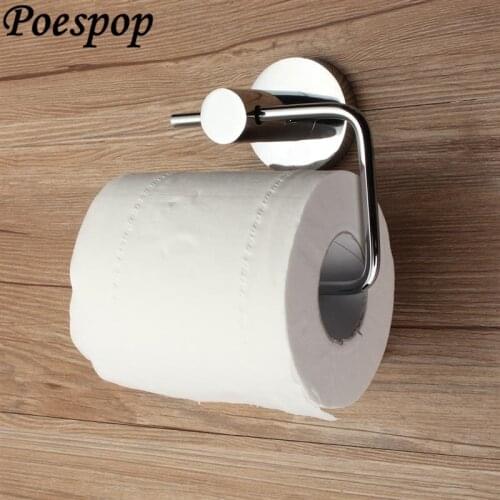POSEPOP Chrome Polished Stainless Steel Bathroom Toilet Roll Paper Holder Hook Wall Mounted Tissue Towel Rack Silver Color