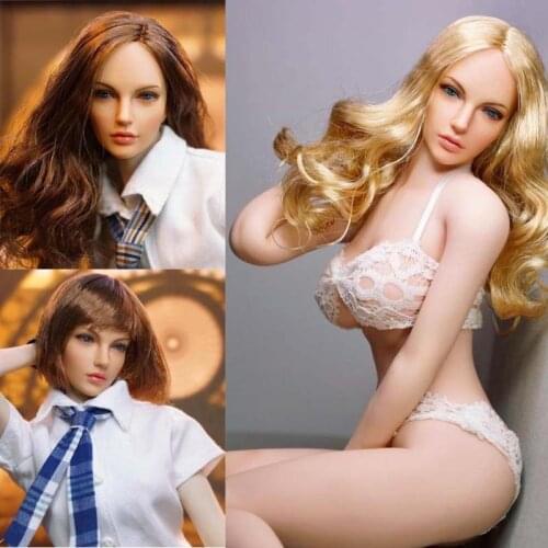 SDH005 1/6 Beautiful American European Female Head Sculpt Curls Long/Short Hair for 1:6 Phicen TBLeague Pale Action Figure Body