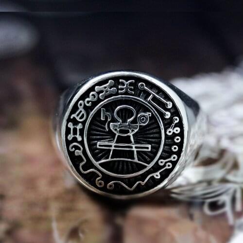 Secret Lesser Key of Solomon Seal Kabbalah Ring Rings Pagan Magic Stainless Steel Amulet Rings