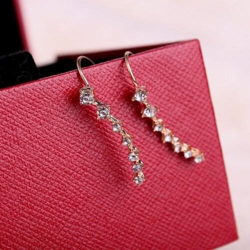 Studded Crystal Earrings New Fashion Accessories Earrings Accessories Linear Earrings Fashion Earrings A Row Of 7 Crystal