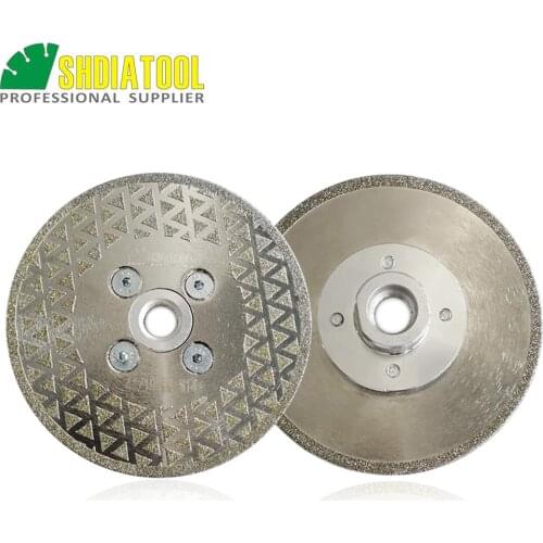 SHDIATOOL 2pcs/pk 4inch M14 Single Side Coated Diamond Saw Disc 105mm Electroplated Diamond Cutting & Grinding blade M14 Thread
