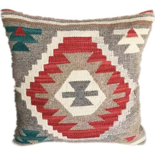 Wool Kilim Floral Pillow / Cushion Cover Hand Woven Wool Fancy 19 French Country Chichabby Vintage Needlepoint Ofa Decorative.4