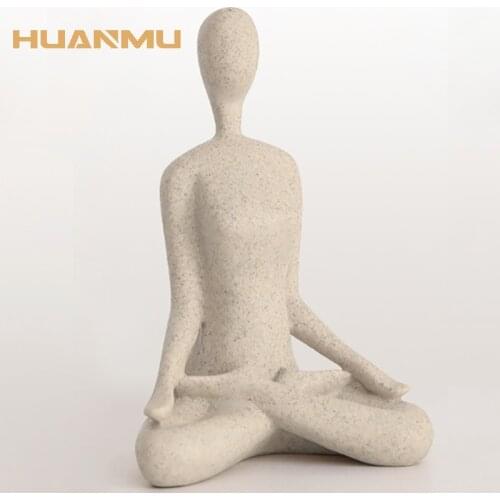 Nordic Yoga Statue Resin Figurine Office Home Decoration Desktop Decor Handmade Crafts Sculpture Modern Art Living Room Ornament
