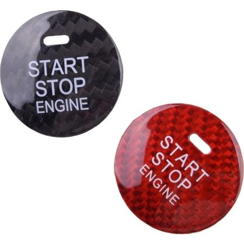 Carbon Fiber Car Engine Start Stop Switch Push Button Cover Trim Sticker Fit for Mazda CX-3 CX-4 CX-5 CX-8 MX-5 Axela Red/Black