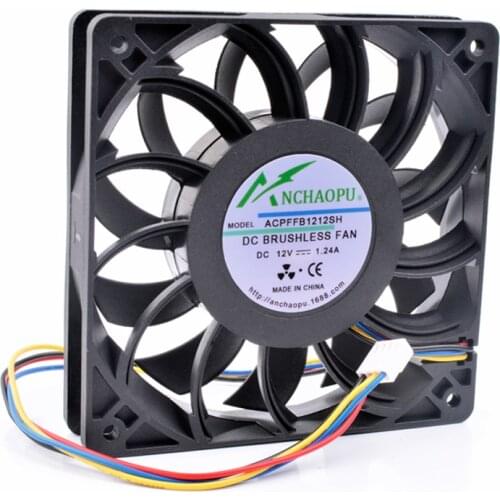 Brand new original ANCHAOPU FFB1212SH 12cm 12025 120mm fan DC12V 1.24A 4 lines pwm high speed server chassis cooling fan