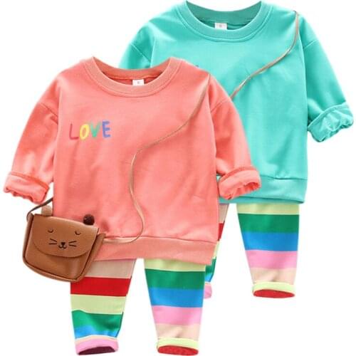 Spring Newborn Baby Girls Sport Clothes Sunflower T-shirt Blouse+Striped Pants Trousers Outfits Set Baby Clothing Sets