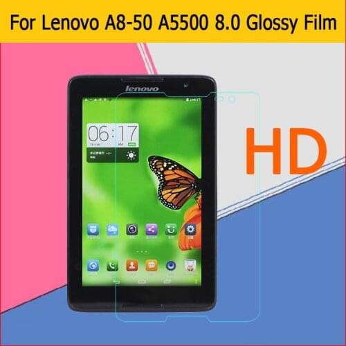 Top quality HD lcd Clear Glossy screen protector film For Lenovo A8-50 A5500 8.0" tablet front HD Lcd films + clean cloth