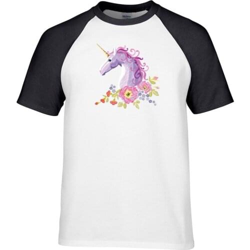 Plus Size t shirt Print Unicorn Fashion Raglan Sleeve T-shirt Men t shirt O-neck tops men clothes Tee