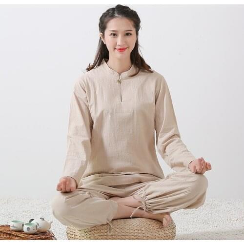 Women Yoga Uniform 4 Colors Cotton Linen High Quality Tai chi Wushu Kung fu Clothing For Adults Martial arts Wing Chun Suit