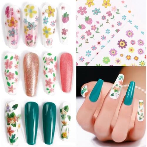 1 Sheet 13*8.6 cm 3D Back Glue Nail Art Sticker Flowers / Leaves Nail Decoration DIY Adhesive Ornament Decal Nail Stickers Ta#22