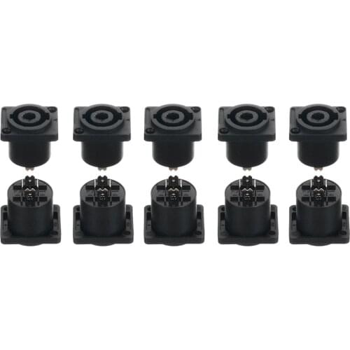 10pcs/set 4 Pin Speaker Female Jack Socket Compatible Audio Cable Panel Chassis Socket Connector for Audio Amplifier Cable