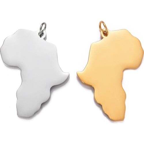 10Pcs/lot Stainless Steel Blank Africa Map Charms Pendant For Blank ID Tag Mirror Polished Map Charms Jewelry Wholesale