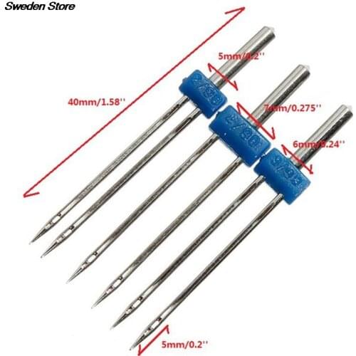 3pcs 2/90-3/90-4/90 For Sewing Machine Double Twin Needle Pins Clothing Decor Needlework Craft Size