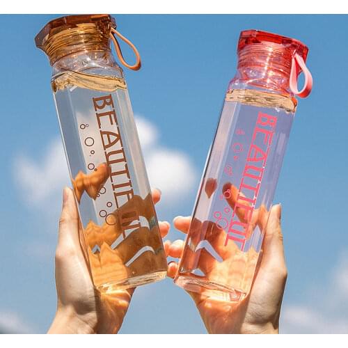 350/550ml Glass Water Bottle Korean Sports Portable Bottle Leakproof Travel Carrying for Drinkware Outdoor Student Cup
