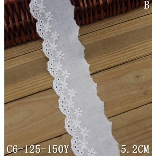 4 Meters High Quality Pure White Cotton Lace Fabric Cloth Lace Trim DIY Hand Sewing Embroidery Clothes Accessories