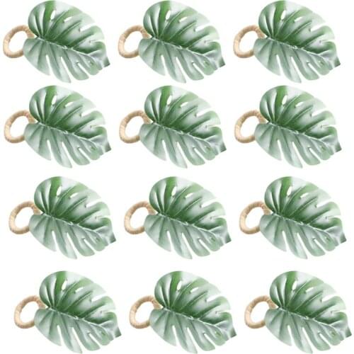 Promotion! 12Pcs Green Leaves Napkin Rings Napkin-Holder Wedding Gifts Mariage Decor Dinner Table Chairs Summer Ring