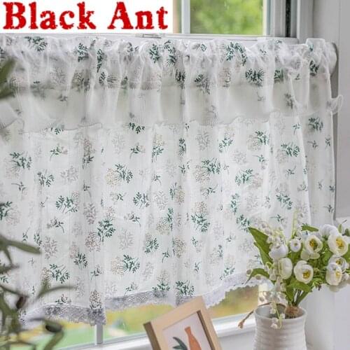 American Kitchen Short Curtain Lotus Leaf Cabinet Cafe Small Curtain Rod Pocket Door Partition Window Blinds Drapes DL-JD1063