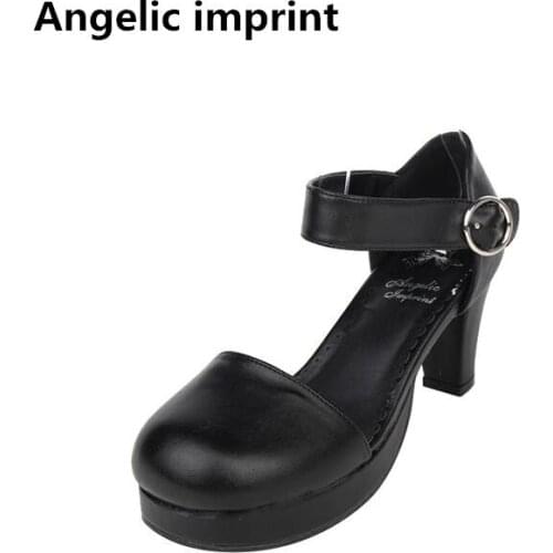 Angelic imprint mori girl lolita shoes woman cosplay punk shoes lady high heels Pumps women princess dress party shoes 6.5cm 47