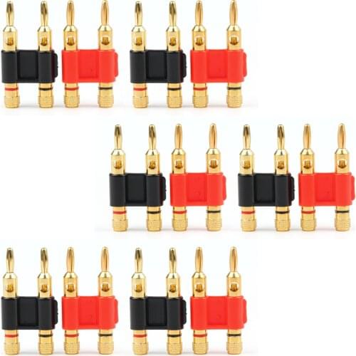 Artudatech 12 Pcs Gold Connector - Stackable Double Banana Plug Speaker Loudspeaker Plug Jack Parts