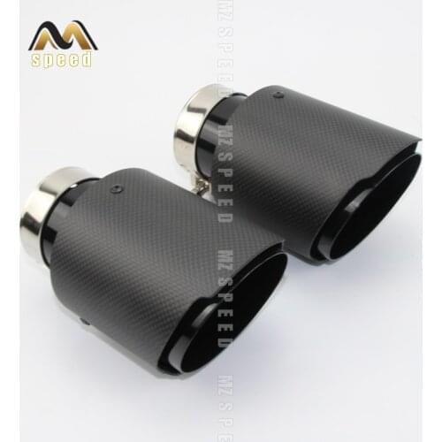 Car accessorie exhaust muffler tail throat universal straight edge lusterless carbon fiber black stainless steel for BMW E46 E90