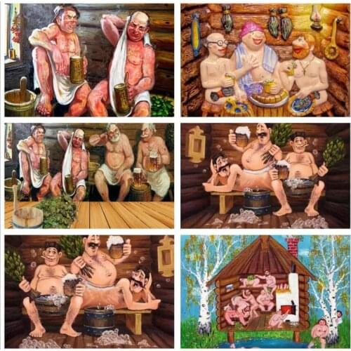 Bathhouse Diamond Embroidery Painting Bathing Men Mosaic Rhinestone Stickers Wall Decor New Arrival Puzzle Picture Diamond Dots