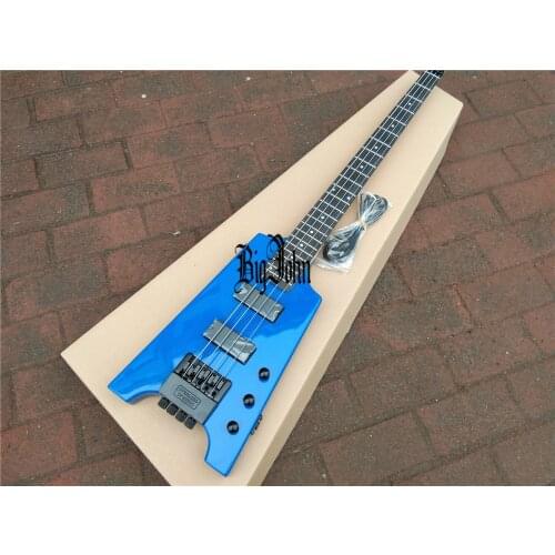 Free shipping new Big John 4 strings headless electric bass guitar Flame Maple Top Mahogany Body 215