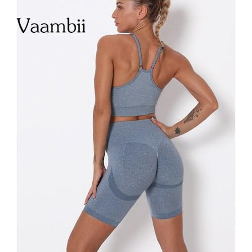 Seamless Fitness Set 2021 Scrunch Clothing For Women Yoga Clothes Womens Knitted Tracksuits 2 Piece Shorts Bra Set Summer