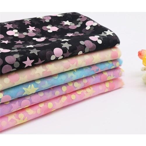 Width 150CM Sparkly Colorful Star Mouse Mesh Fabric for Childrens Clothing Princess Banquet Wedding Party Dress Home Decor
