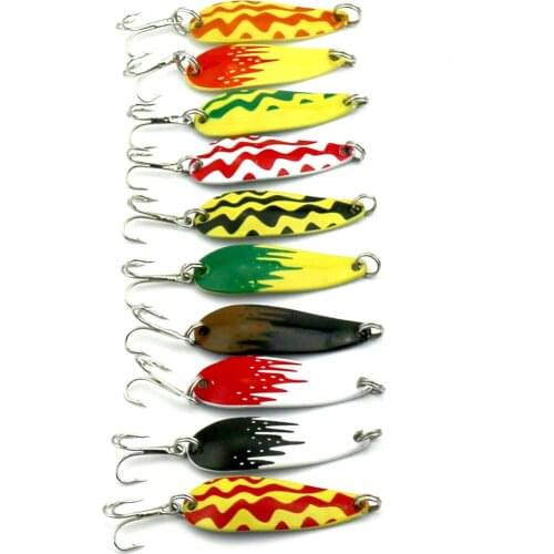 Big Sale 10pcs Metal Spoon Fishing Lures Hard Spinner Bait Noise Artificial Paillette Fishing Lure With 8# Hook 4.3cm 6g
