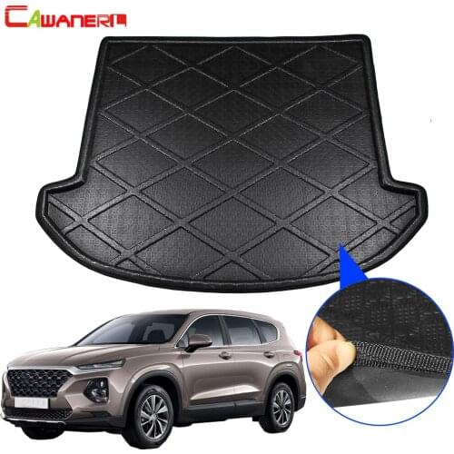 Cawanerl Car Tail Cargo Mat Boot Tray Liner Floor Trunk Carpet Kick Mud Pad For Hyundai Santa Fe 7 Seats 2013-2018