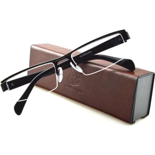 Halfrim Black Business Reading Glasses Alloy Frame for gentlemen Men Blue Light Blocking high quality+1+1.5 +2.0 +2.5 +3 +4