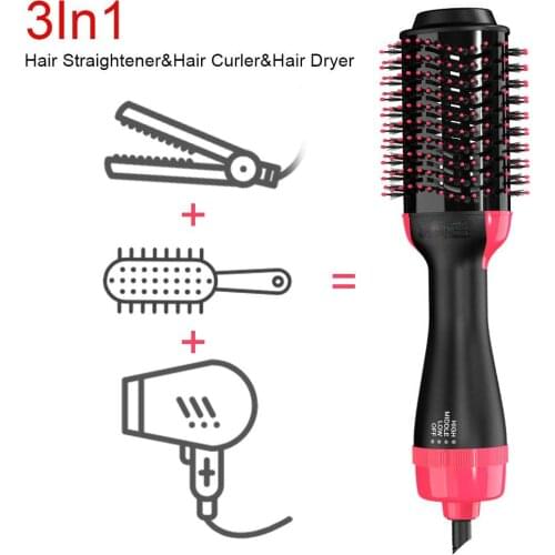 Electric 3 in 1 Hair Dryer Brush Styling Step Hair Dryer Volumizer Salon Hot Air Brush Fast Drying Straightening Curling Comb