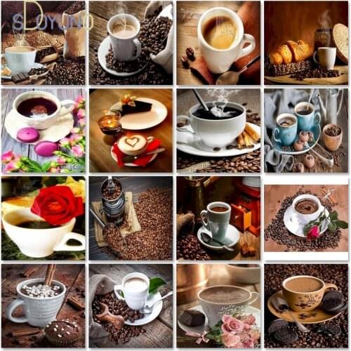 SDOYUNO Frameless Painting By Numbers Coffee CoCoa Picture By Number For Adults Hand Painted Paintings Art Gift Home Decor