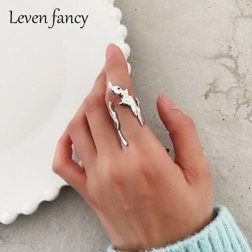 Irregular Shape 925 Sterling Silver Adjustable Burning Flame Ring Jewelry Hyperbolic Hip Hop Party Ring Prom Gift for Girls