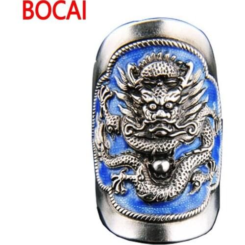 Ring handmade Vintage Sterling Silver Ring Silver Enamel Shaolan dragon ring [Certificate] send men and women alive