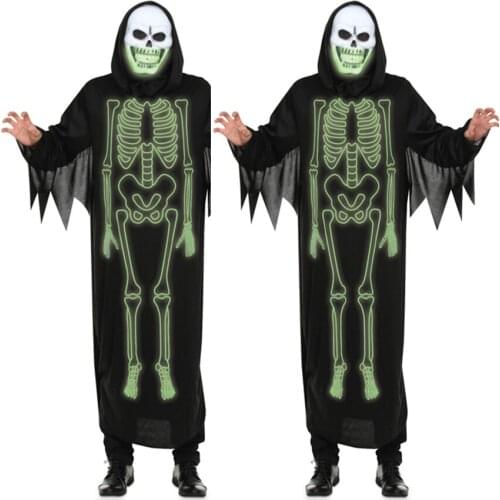 Halloween Costume for Men Women Adult Skeleton Bodysuit Luminous Carnival Party Costumes Scary Horror Ghost Cosplay Clothes