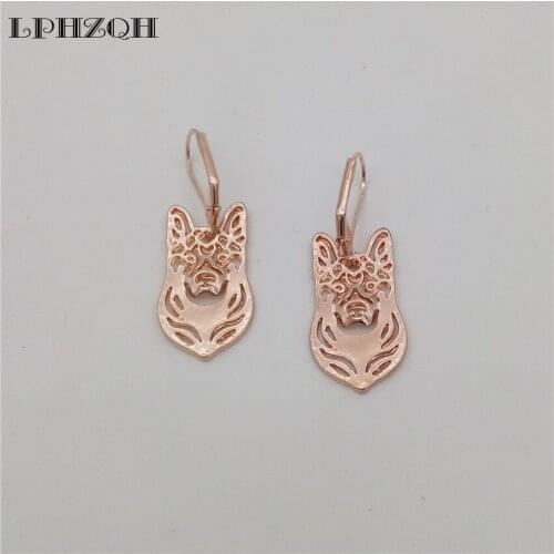 LPHZQH 2017 Fashion Hollow Alloy Dog Tiny Alaskan Malamute Dog Earings For Women Girl Lovers Jewelry Christmas Birthday Gift