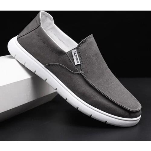 Fashion Slip-on Mens Canvas Shoes Breathable Lightweight Comfortable Men Shoes Summer Mens Casual Shoes Lazy Flat Shoes