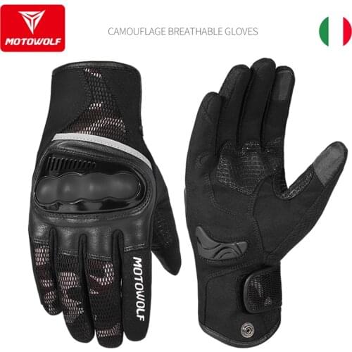MOTOWOLF Motorcycle anti-drop camouflage gloves Summer riding touch-screen wear-resistant protective gear Rider equipment